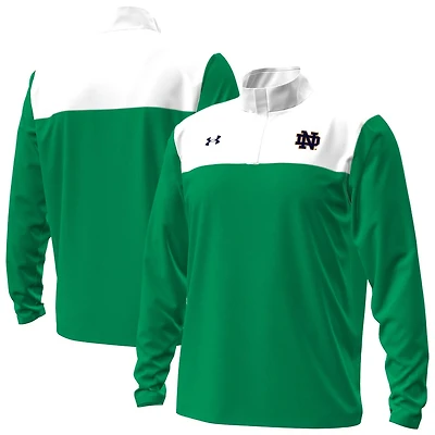 Under Armour Navy Notre Dame Fighting Irish Green Blocked Quarter-Zip Pullover