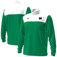Under Armour Navy Notre Dame Fighting Irish Green Blocked Quarter-Zip Pullover