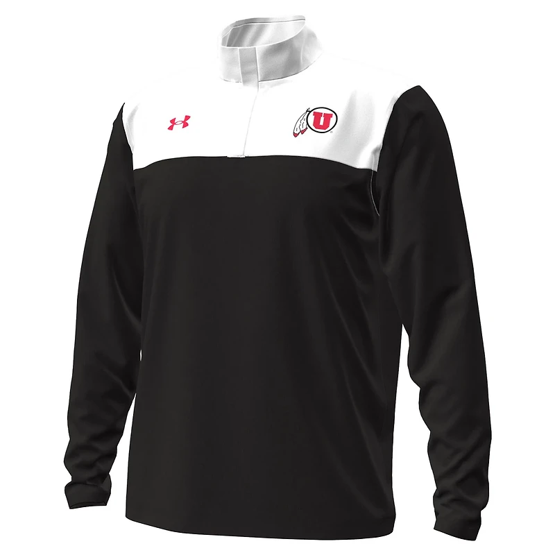 Under Armour White Utah Utes Green Blocked Quarter-Zip Pullover