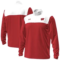 Under Armour White Wisconsin Badgers Green Blocked Quarter-Zip Pullover