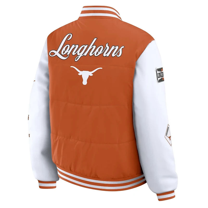 WEAR by Erin Andrews Burnt Texas Longhorns Varsity Puffer Jacket