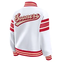 WEAR by Erin Andrews Crimson Oklahoma Sooners Satin Stitch Full-Snap Fleece Sweatshirt Jacket