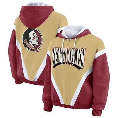 WEAR by Erin Andrews Garnet Florida State Seminoles Colorblock Full-Zip Hoodie Windbreaker Jacket