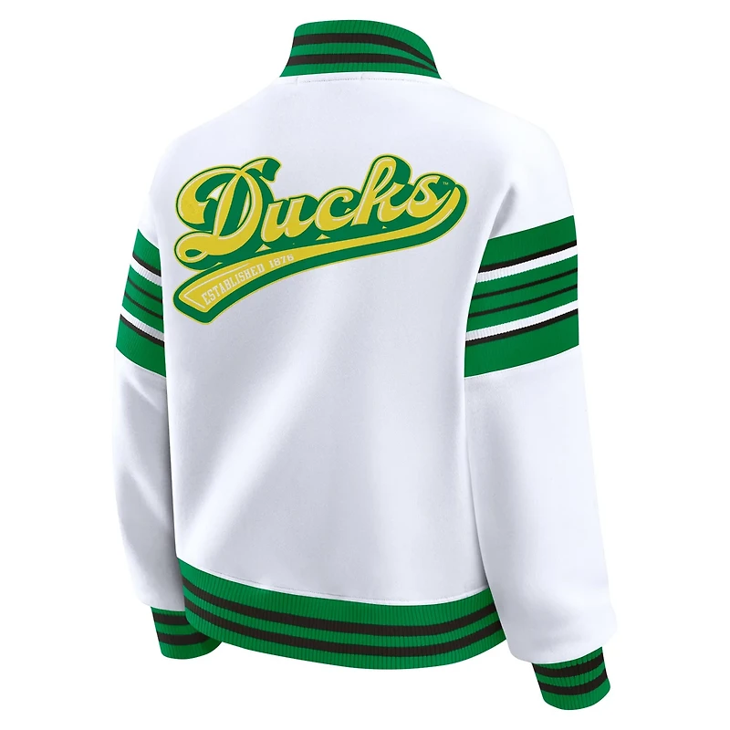 WEAR by Erin Andrews Green Oregon Ducks Satin Stitch Full-Snap Fleece Sweatshirt Jacket