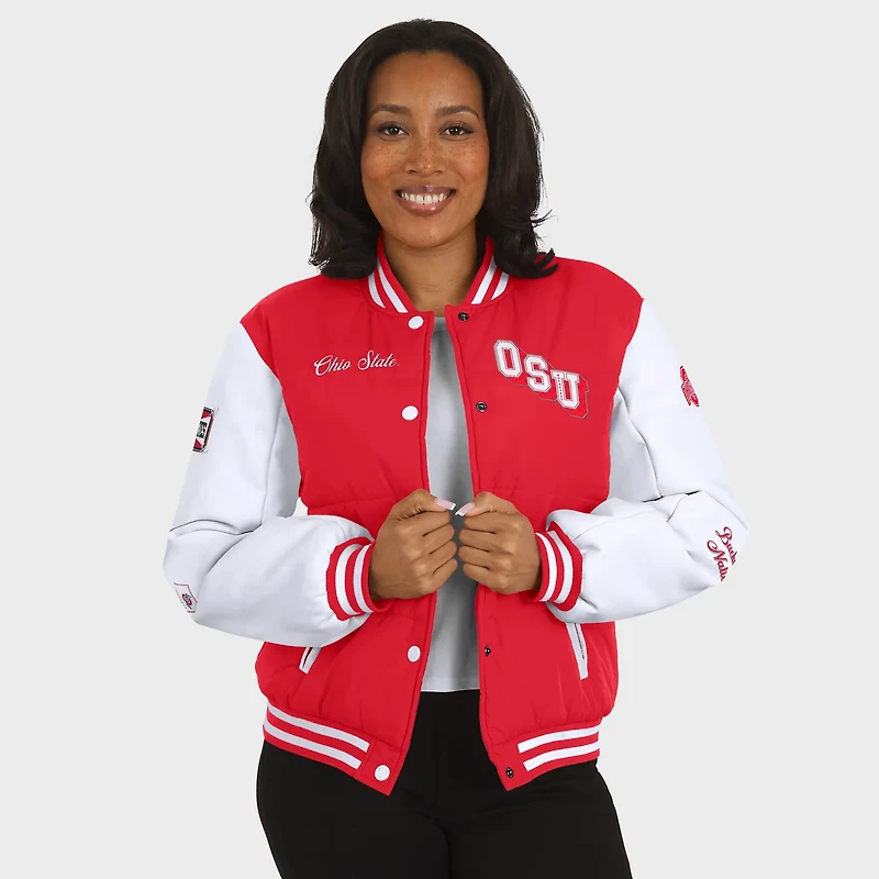 WEAR by Erin Andrews Ohio State Buckeyes Varsity Full-Snap Puffer Jacket