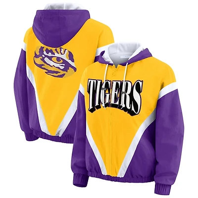 WEAR by Erin Andrews Purple LSU Tigers Colorblock Full-Zip Hoodie Windbreaker Jacket