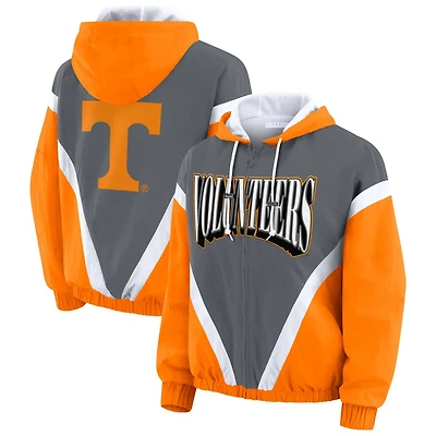 WEAR by Erin Andrews Tennessee Gray Volunteers Colorblock Full-Zip Hoodie Windbreaker Jacket