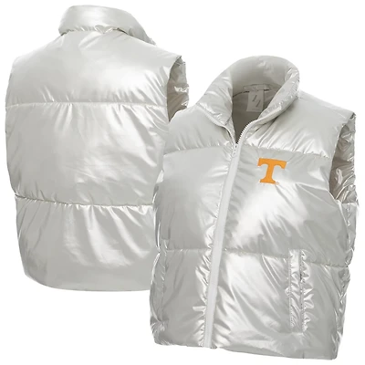 ZooZatz Tennessee Volunteers Metallic Cropped Full-Zip Sleeveless Puffer Vest