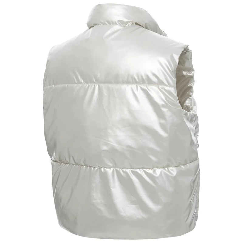 ZooZatz Tennessee Volunteers Metallic Cropped Full-Zip Sleeveless Puffer Vest