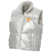 ZooZatz Tennessee Volunteers Metallic Cropped Full-Zip Sleeveless Puffer Vest