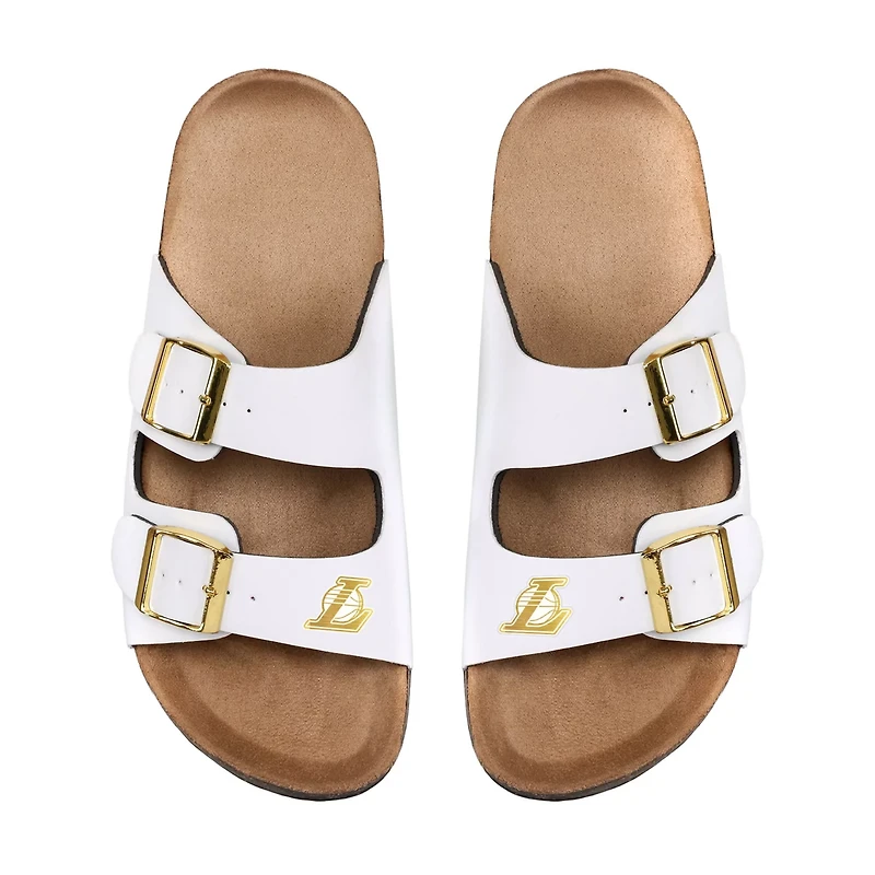 FOCO Women's Los Angeles Lakers Double-Buckle Sandals