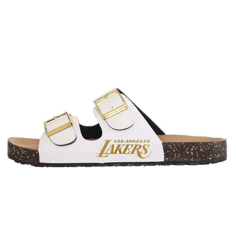 FOCO Women's Los Angeles Lakers Double-Buckle Sandals