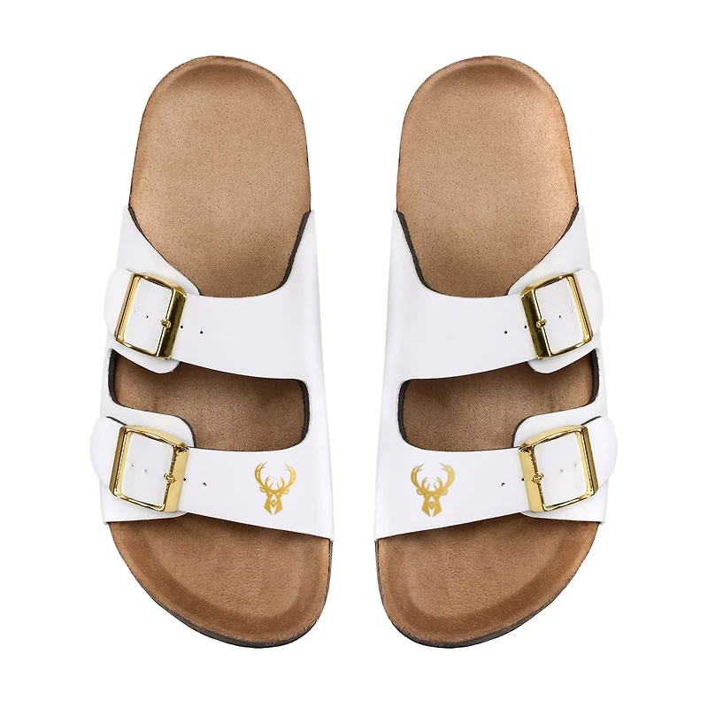 FOCO Women's Milwaukee Bucks Double-Buckle Sandals