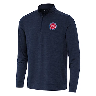 Antigua Heather Detroit Pistons Bright Quarter-Zip Top