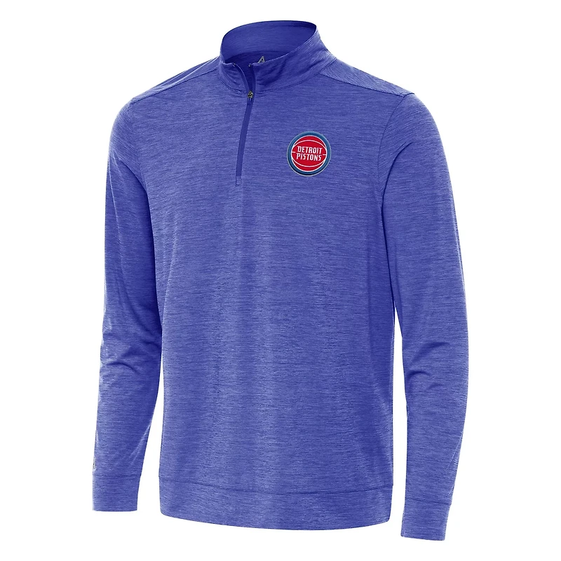 Antigua Heather Detroit Pistons Bright Quarter-Zip Top