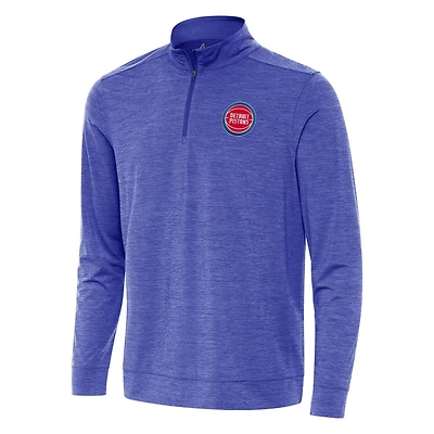 Antigua Heather Detroit Pistons Bright Quarter-Zip Top