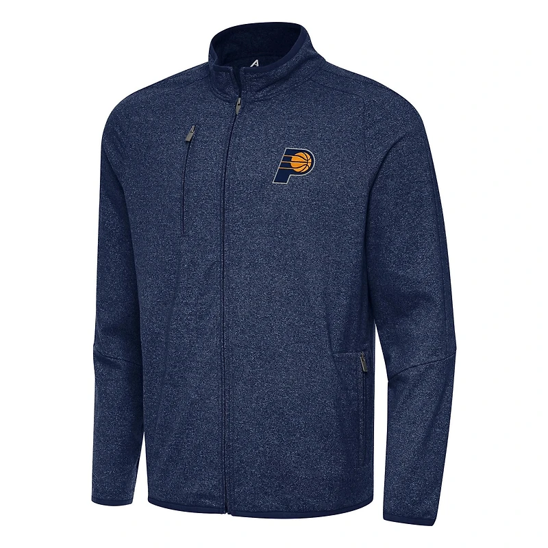 Antigua Heather Indiana Pacers Hold-Up Full-Zip Tri-Blend Jacket