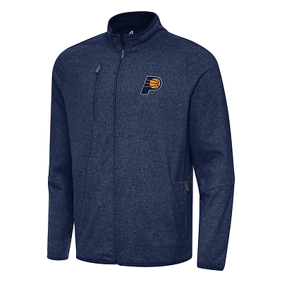 Antigua Heather Indiana Pacers Hold-Up Full-Zip Tri-Blend Jacket