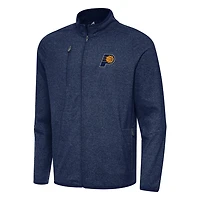 Antigua Heather Indiana Pacers Hold-Up Full-Zip Tri-Blend Jacket
