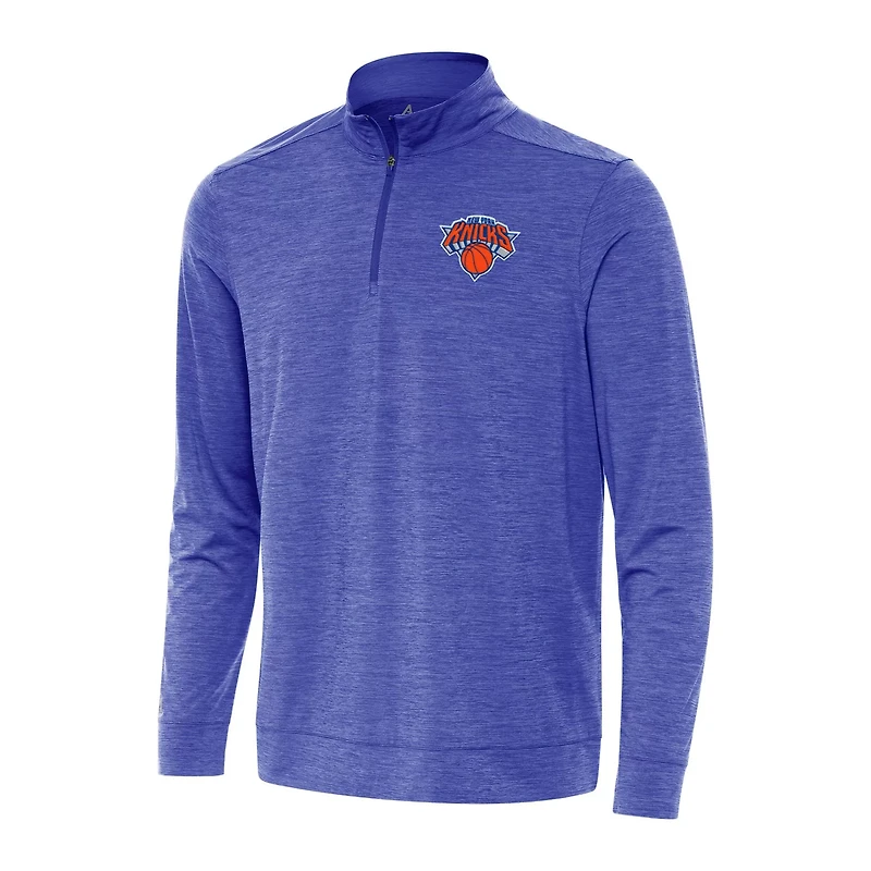 Antigua Heather New York Knicks Bright Quarter-Zip Top