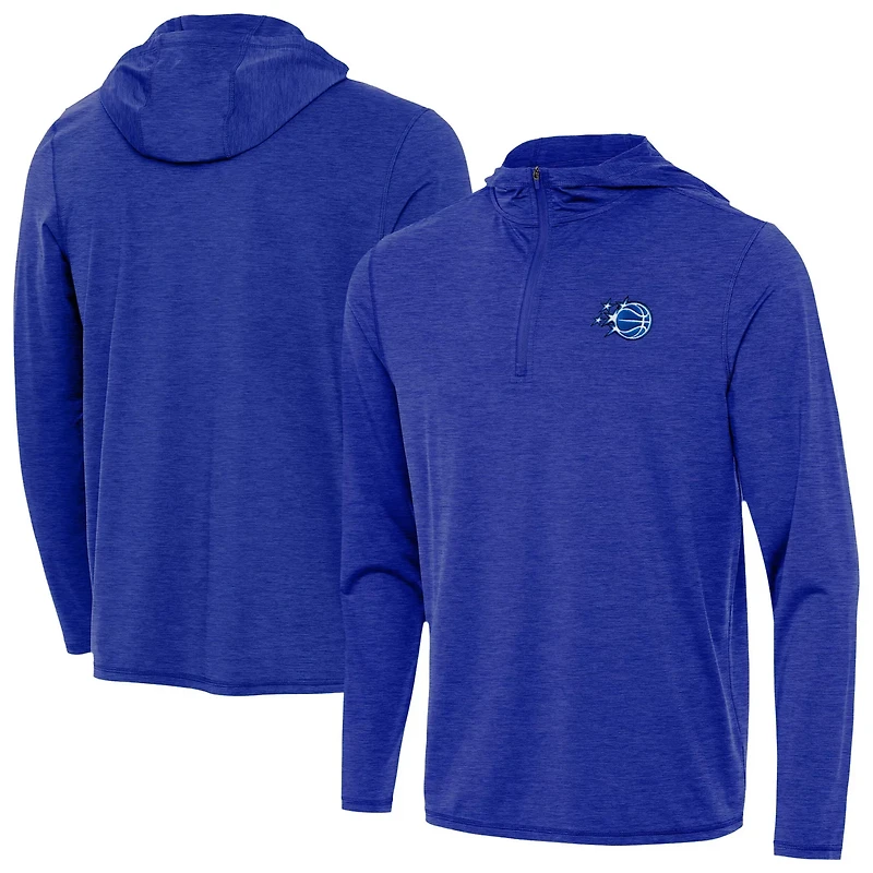 Antigua Heather Orlando Magic New Logo Tidy Quarter-Zip Hoodie