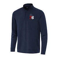 Antigua Heather Philadelphia 76ers Bright Quarter-Zip Top