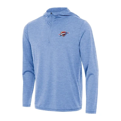 Antigua Heather Powder Oklahoma City Thunder Tidy Quarter-Zip Hoodie