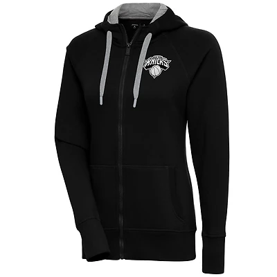 Antigua New York Knicks Brushed Metallic Victory Full-Zip Hoodie