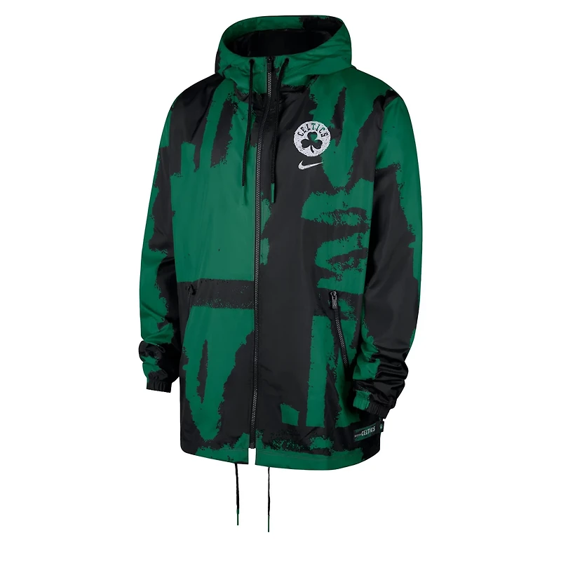Men's Nike Kelly Green Boston Celtics Courtside Club Premium Woven Full-Zip Hooded Jacket