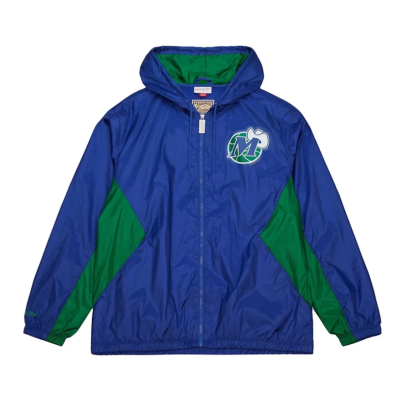 Mitchell Ness Dallas Mavericks Playmaker Full-Zip Hooded Windbreaker Jacket