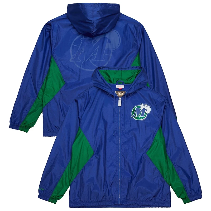 Mitchell Ness Dallas Mavericks Playmaker Full-Zip Hooded Windbreaker Jacket