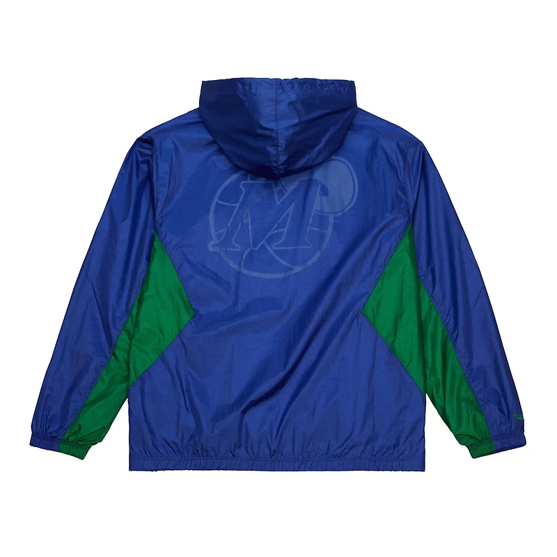 Mitchell Ness Dallas Mavericks Playmaker Full-Zip Hooded Windbreaker Jacket