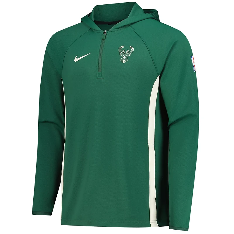 Nike Hunter Milwaukee Bucks Authentic On Court Zone Quarter-Zip Dri-FIT Hoodie Jacket