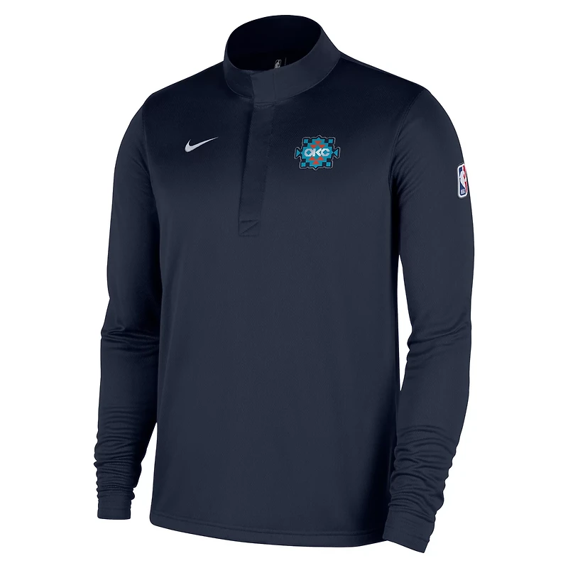 Nike Oklahoma City Thunder 2025 26 City Edition Remix Authentic Coaches Dri-FIT Half-Zip Top