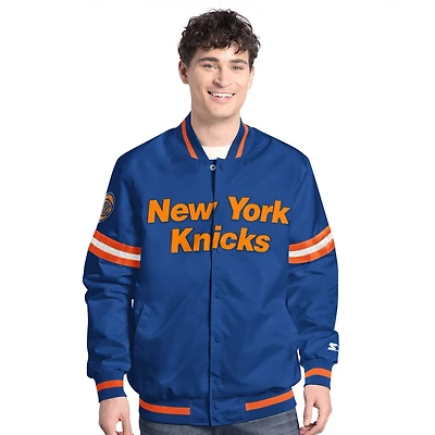 Starter Orange New York Knicks Scout Full Snap Varsity Jacket