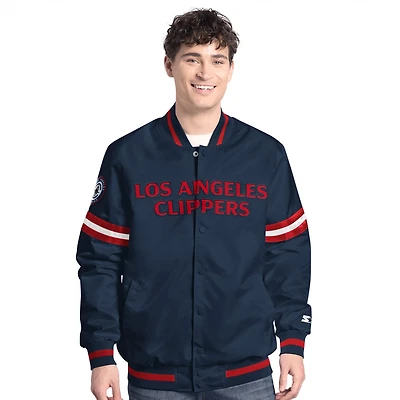 Starter Red LA Clippers Scout Full Snap Varsity Jacket
