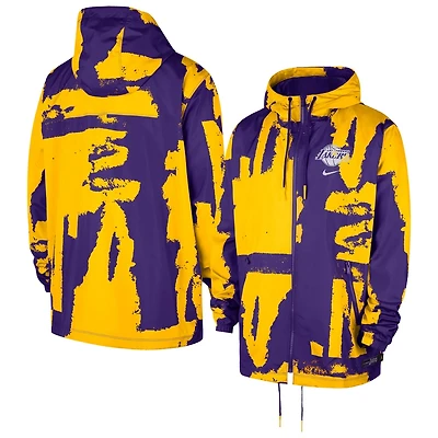 Unisex Nike Los Angeles Lakers Courtside Club Premium Woven Full-Zip Hooded Jacket