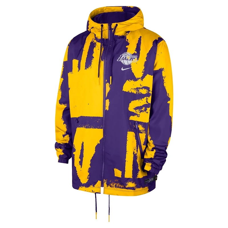 Unisex Nike Los Angeles Lakers Courtside Club Premium Woven Full-Zip Hooded Jacket