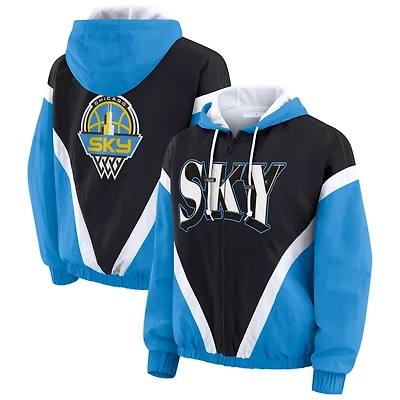 WEAR by Erin Andrews Black Chicago Sky Colorblock Full-Zip Hoodie Windbreaker Jacket