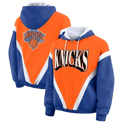 WEAR by Erin Andrews Royal New York Knicks Colorblock Full-Zip Hoodie Windbreaker Jacket