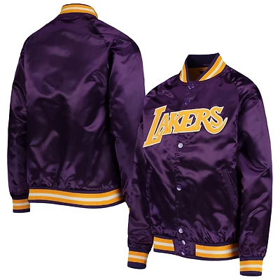 Youth Mitchell  Ness Los Angeles Lakers Hardwood Classics Satin Raglan Full-Snap Jacket