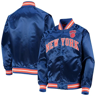 Youth Mitchell  Ness New York Knicks Hardwood Classics Satin Raglan Full-Snap Jacket