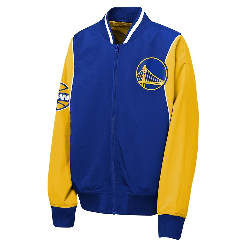 Youth Outerstuff Gold Golden State Warriors Two-Pointer Full-Zip Windbreaker