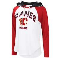G-III 4Her by Carl Banks Calgary Flames VIP Raglan Long Sleeve Hoodie T-Shirt