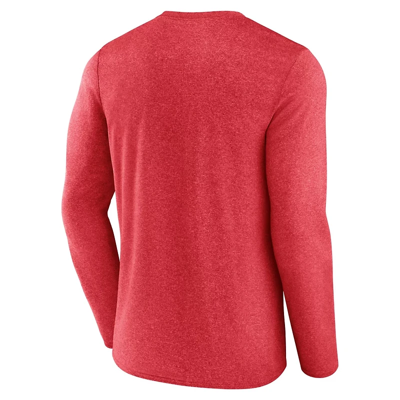 Fanatics Heather Carolina Hurricanes Sweep Iconic Synthetic Long Sleeve T-Shirt