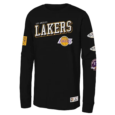 Youth Mitchell Ness Los Angeles Lakers Hardwood Classics Training Camp Long Sleeve T-Shirt