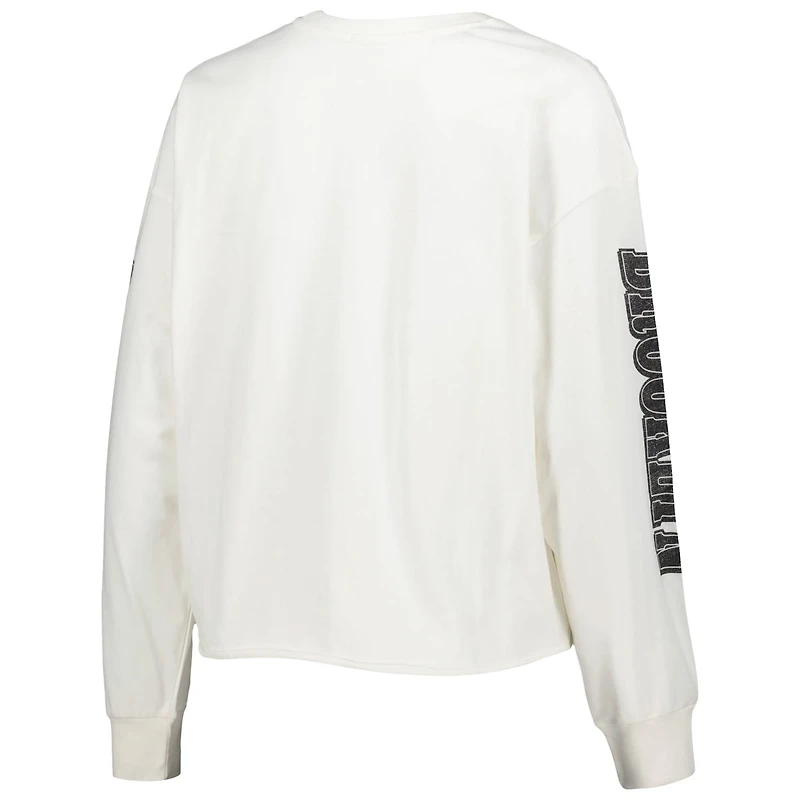 '47 Brooklyn Nets Parkway Brush Back Long Sleeve Cropped T-Shirt