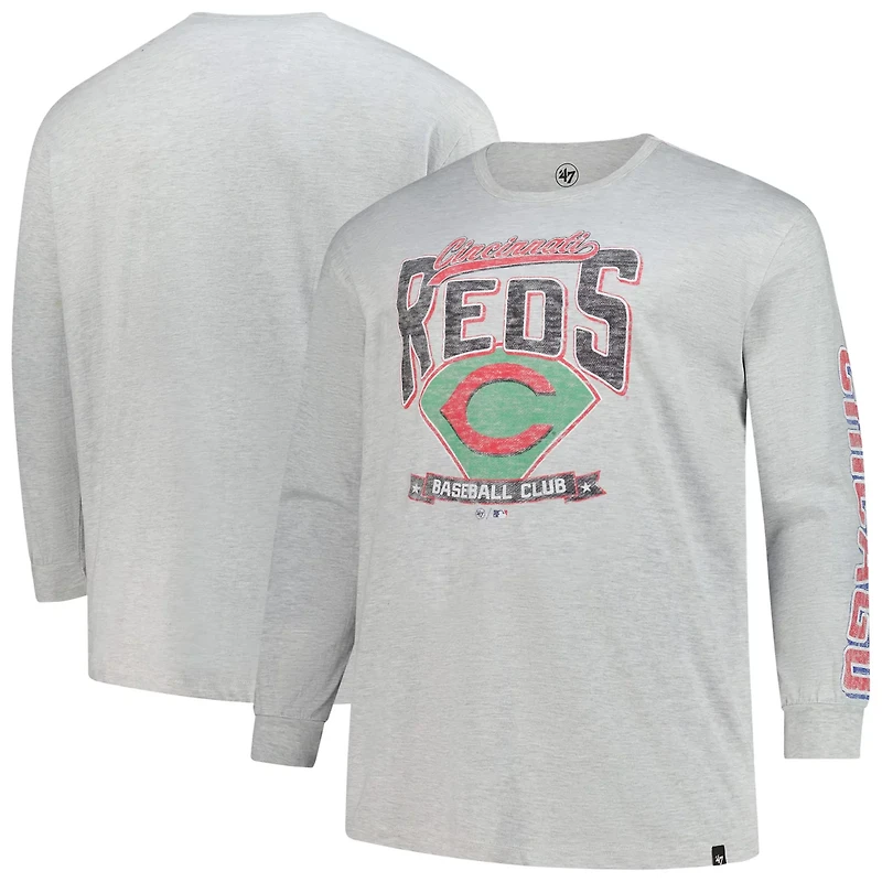 '47 Cincinnati Reds Big  Tall Distressed Franklin Long Sleeve T-Shirt