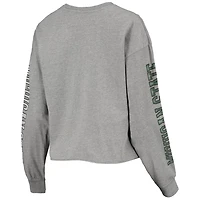 '47 Heathered Gray Michigan State Spartans Ultra Max Parkway Long Sleeve Cropped T-Shirt