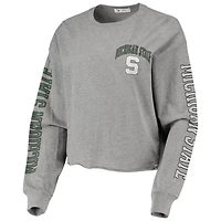 '47 Heathered Gray Michigan State Spartans Ultra Max Parkway Long Sleeve Cropped T-Shirt